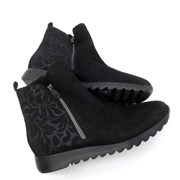 Munro Boots Ashcroft Nubuck Black Ankle Bootie Double Side Zip Women's 9M - Picture 6 of 6